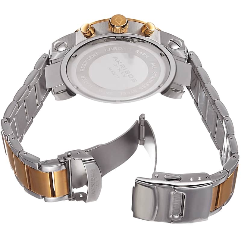 Akribos XXIV Men's Chronograph Roman Numeral Stainless Steel Goldtone Bracelet Watch