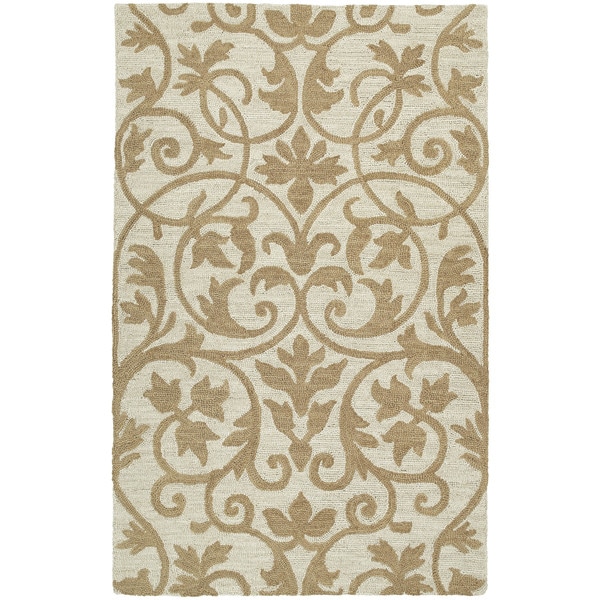 Zoe Scroll Oatmeal Hand Tufted Wool Rug (5'0 x 7'9) - 5' x 7'9