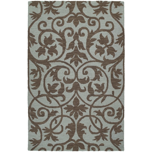 Zoe Scroll Blue Hand Tufted Wool Rug (90 x 120)