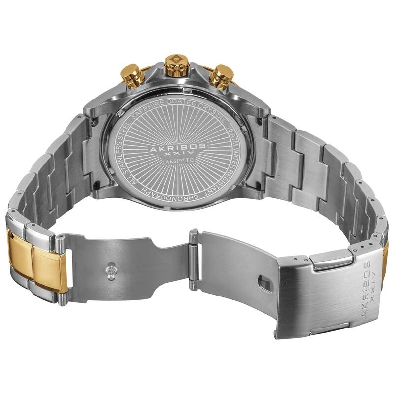 Akribos XXIV Men's Two-tone Swiss Quartz Chronograph Tachymeter Stainless Steel Watch