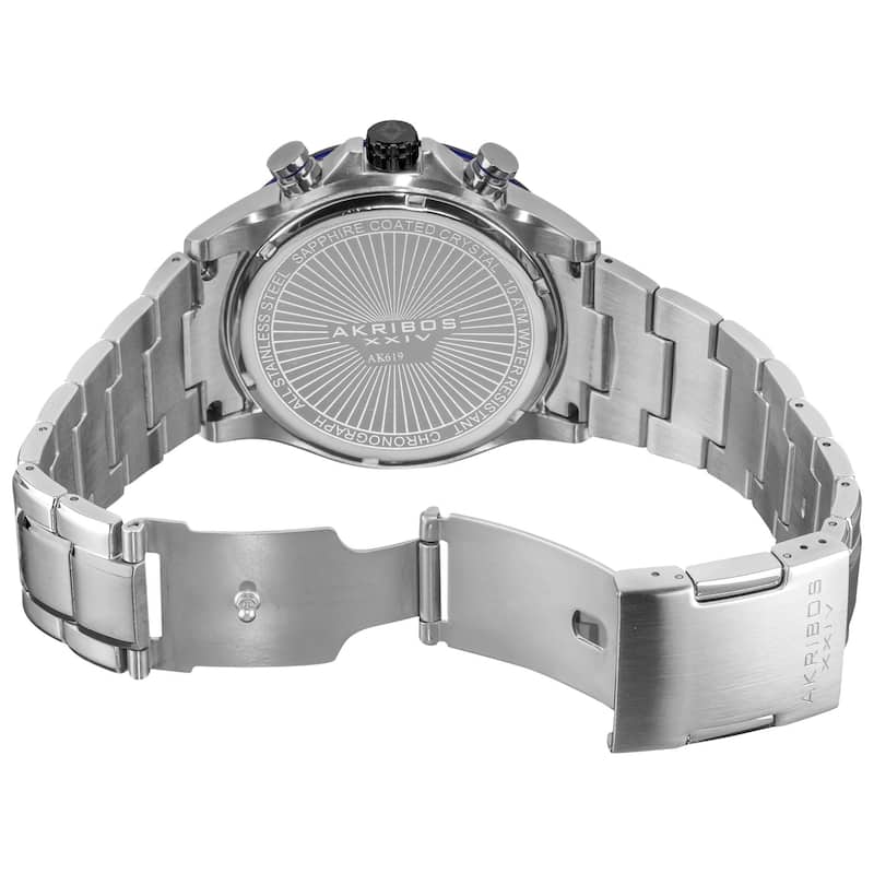 Akribos XXIV Men's Two-Tone Swiss Quartz Chronograph Tachymeter Stainless Steel Silver-Tone Bracelet