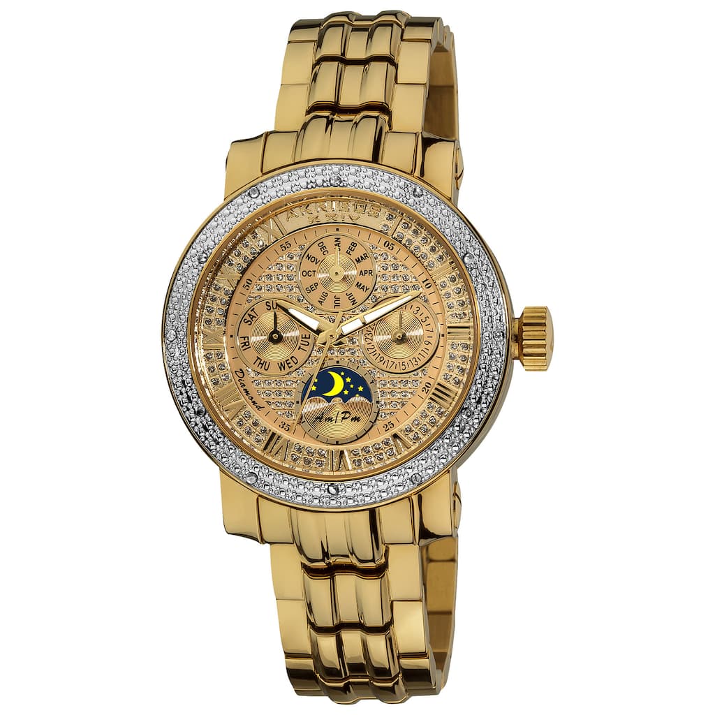 Akribos XXIV Ladies' Diamond Goldtone Multifunction Stainless Steel Bracelet Watch