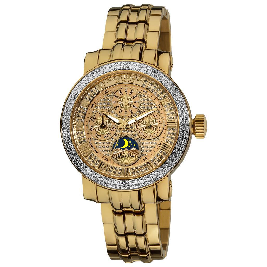 Akribos XXIV Ladies' Diamond Goldtone Multifunction Stainless Steel Bracelet Watch