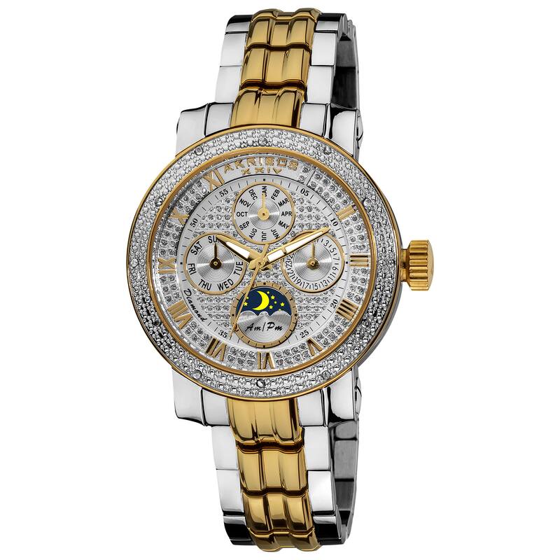 Akribos XXIV Ladies' Diamond SilverTone Multifunction Stainless Steel Bracelet Watch