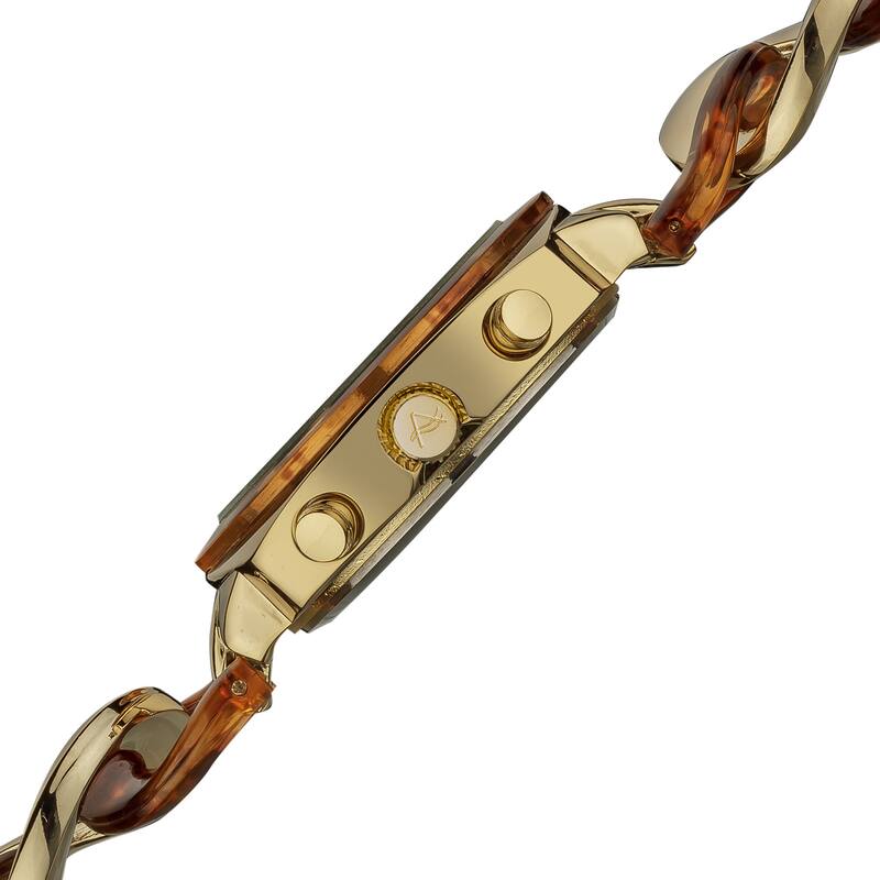 Akribos XXIV Women's Quartz Multifunction Resin Chain Watch - Tortoise/Gold