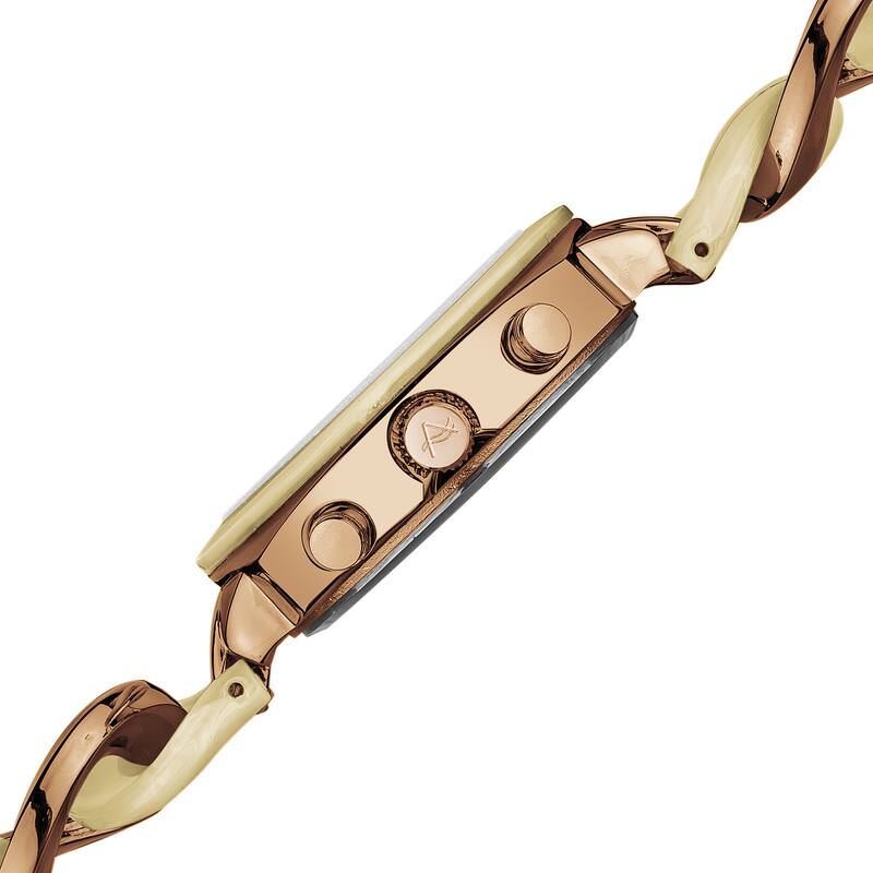 Akribos XXIV Women's Quartz Multifunction Resin Chain Watch - Bone/Rose