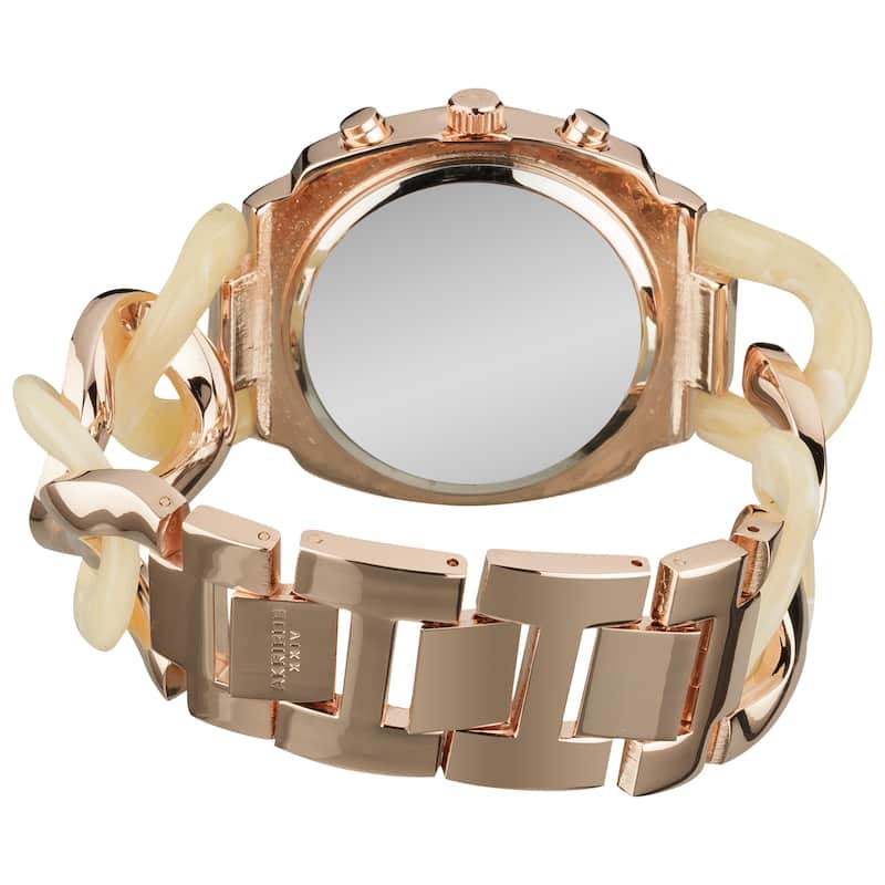 Akribos XXIV Women's Quartz Multifunction Resin Chain Watch - Bone/Rose