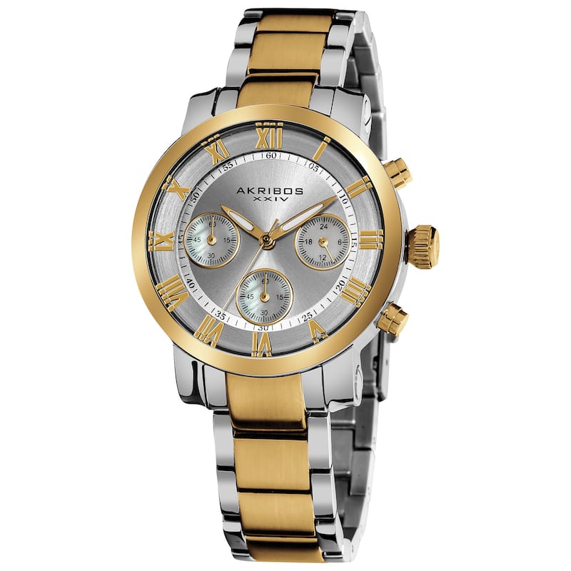 Akribos XXIV Women's Quartz Chronograph Stainless Steel Two-Tone Bracelet Watch