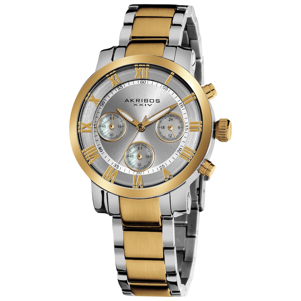 Akribos XXIV Women's Quartz Chronograph Stainless Steel Two-Tone Bracelet Watch