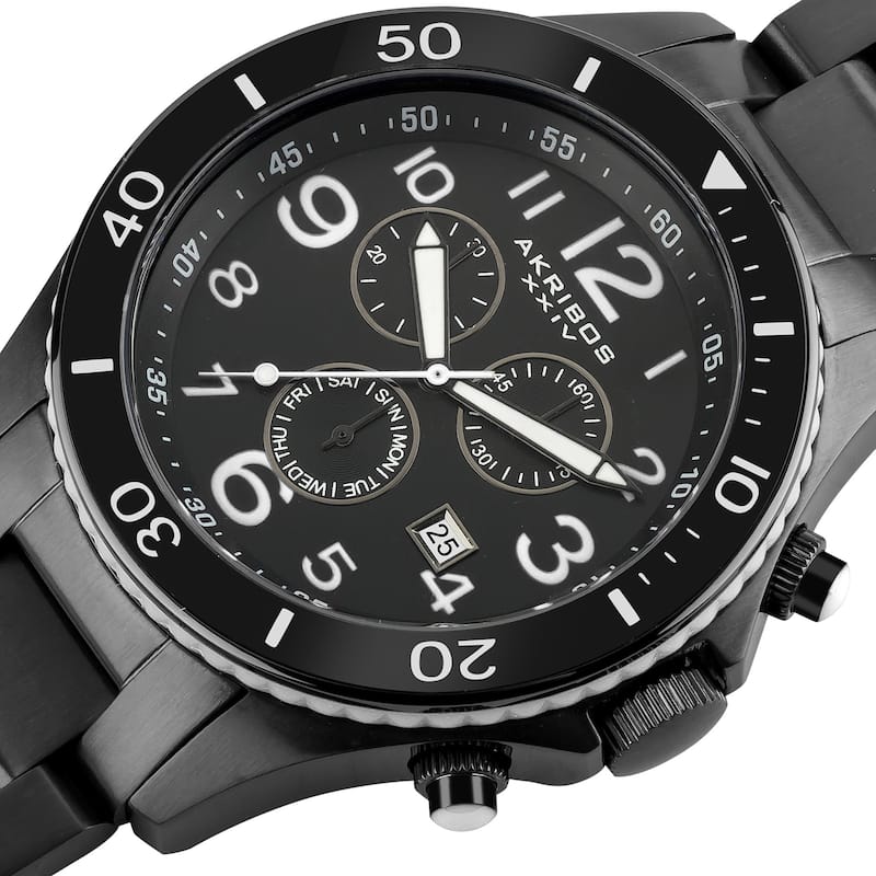 Akribos XXIV Men's Multifunction Chronograph Stainless Steel Calendar White Bracelet Watch