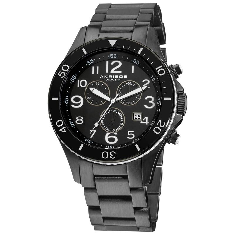 Akribos XXIV Men's Multifunction Chronograph Stainless Steel Calendar White Bracelet Watch