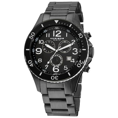 Akribos XXIV Men's Multifunction Chronograph Stainless Steel Calendar White Bracelet Watch