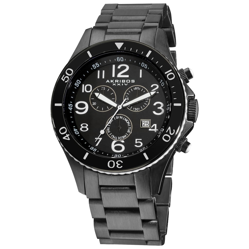 Akribos XXIV Men's Multifunction Chronograph Stainless Steel Calendar White Bracelet Watch