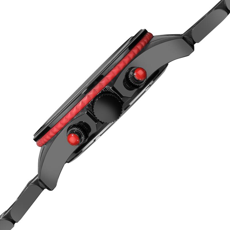 Akribos XXIV Men's Multifunction Chronograph Stainless Steel Water-resistant Red Bracelet Watch