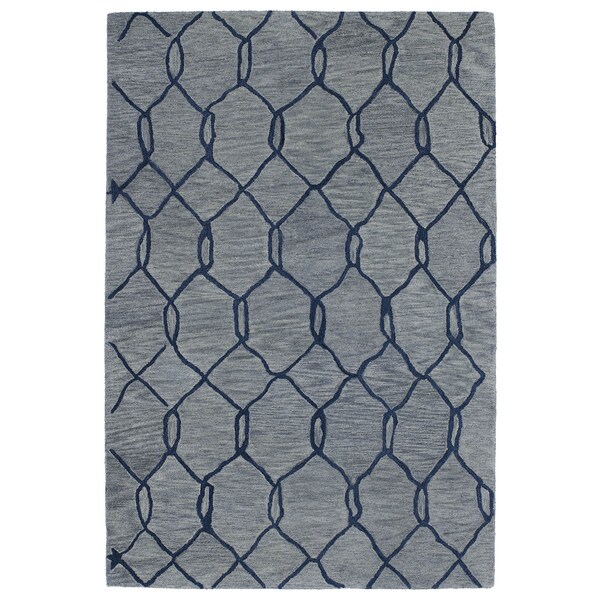 Hand-tufted Utopia Tile Blue Wool Rug - 8' x 11'