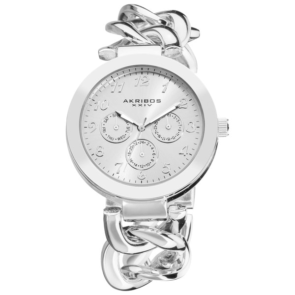 Akribos XXIV Women's Twist Chain Quartz Multifunction Watch with Silvertone Dial Akribos XXIV Women's Akribos XXIV Watches