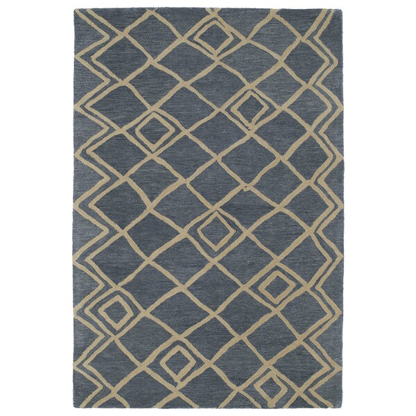 Hand-tufted Utopia Lucca Blue Wool Rug (2' x 3') - 2' x 3'
