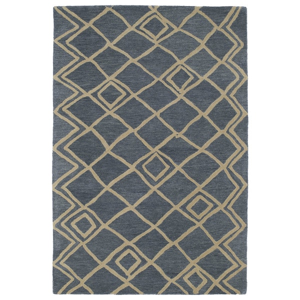 Hand-tufted Utopia Lucca Blue Wool Rug - 8' x 11'