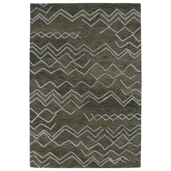 Hand-tufted Utopia Cascade Charcoal Wool Rug (2' x 3') - 2' x 3'