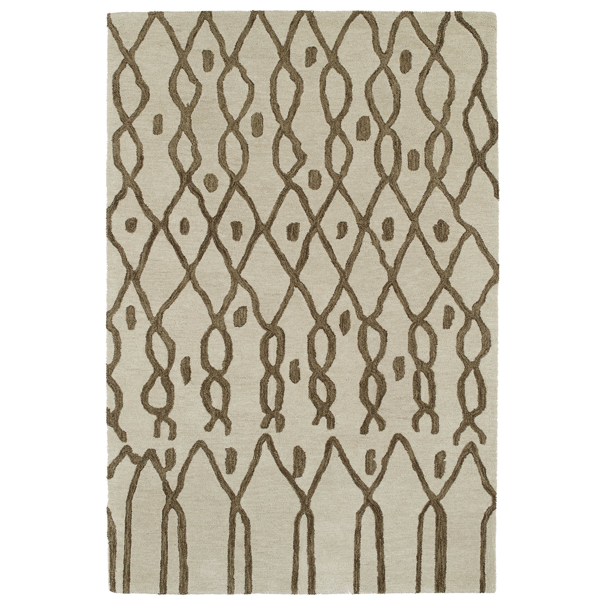Hand tufted Utopia Fringe Brown Wool Rug (96 X 136)