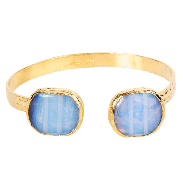 ELYA Moonstone Hammered Goldplated Cuff Bracelet