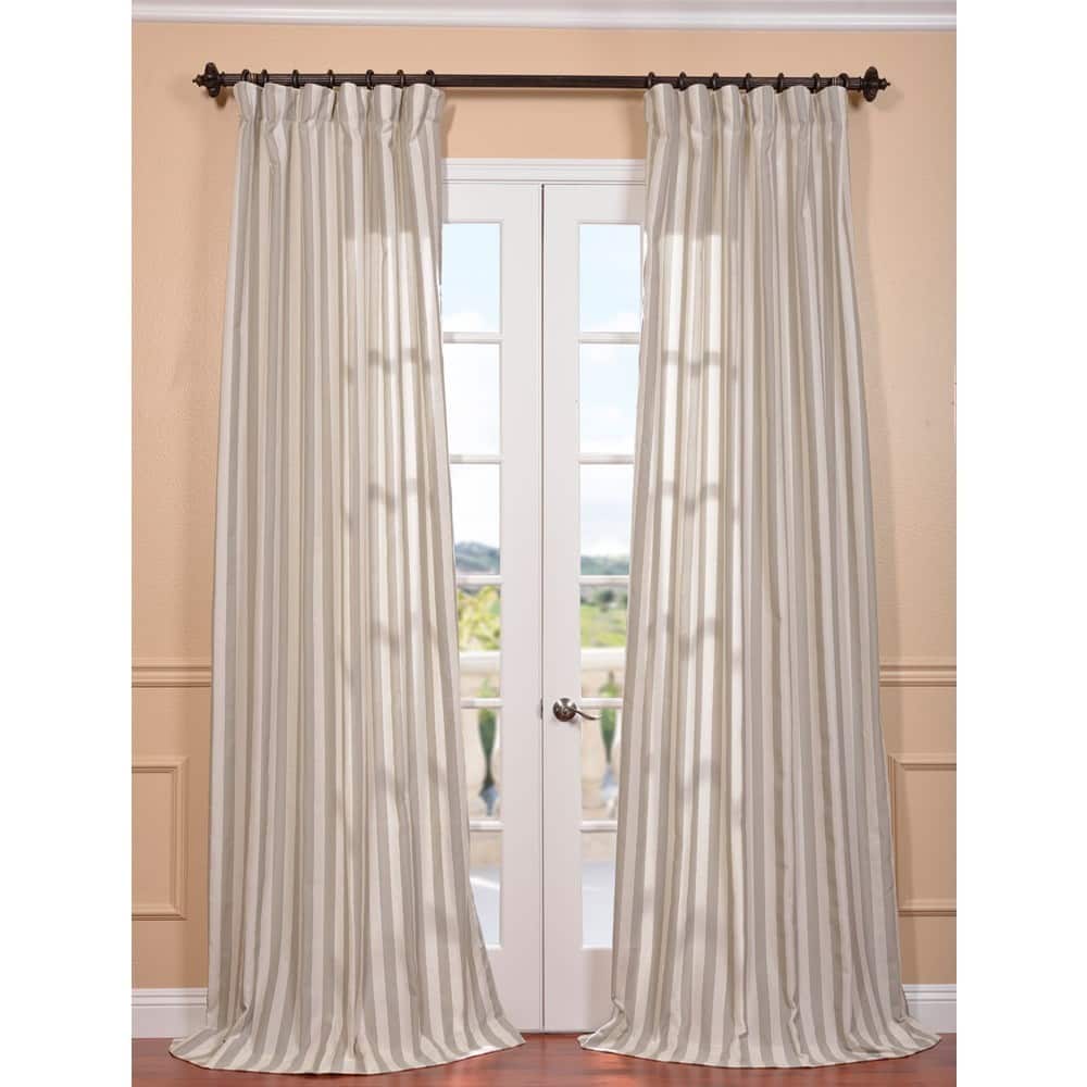 Exclusive Fabrics Key West Stone Linen Blend Stripe Curtain (1 Panel)