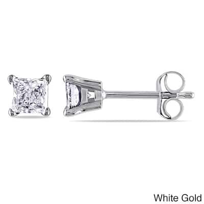 Miadora 14k Gold 1/2ct Princess-Cut Diamond Solitaire Stud Earrings