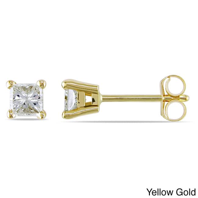 Miadora 14k Gold 1/2ct Princess-Cut Diamond Solitaire Stud Earrings - Yellow