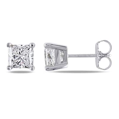 Miadora Signature Collection 14k Gold 2ct TDW Princess-cut Diamond Stud Earrings