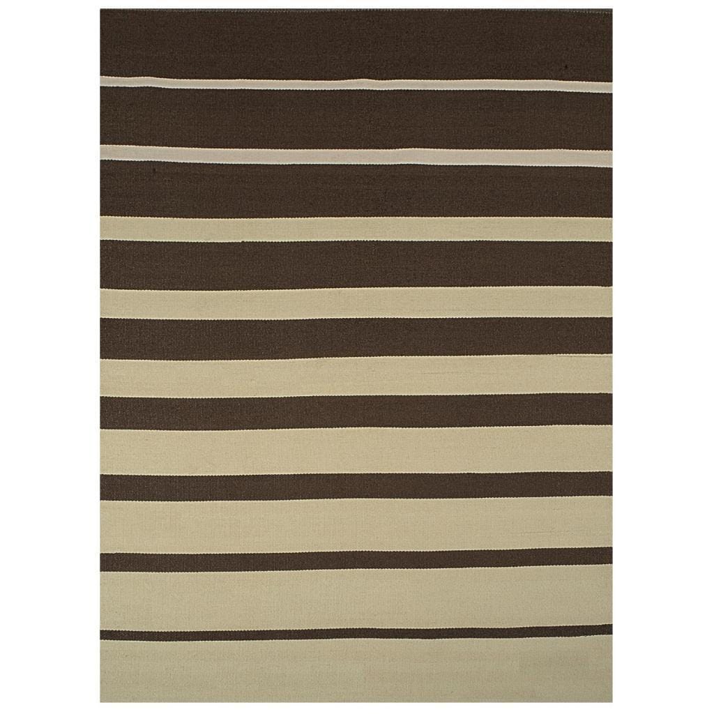 Brown/ Beige Striped Outdoor Reversible Patio Rug (3.25 X 5.25)