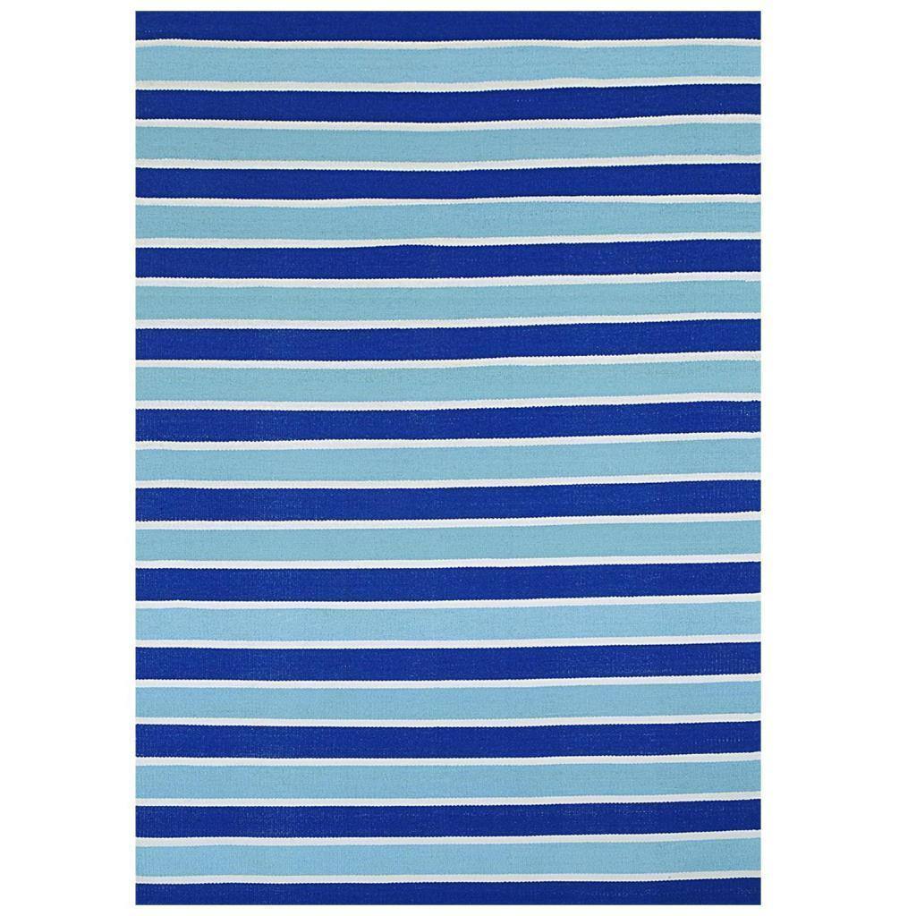 Two-tone Blue Stripe Reversible Outdoor Patio Rug (5' x 8') - 5' x 8'