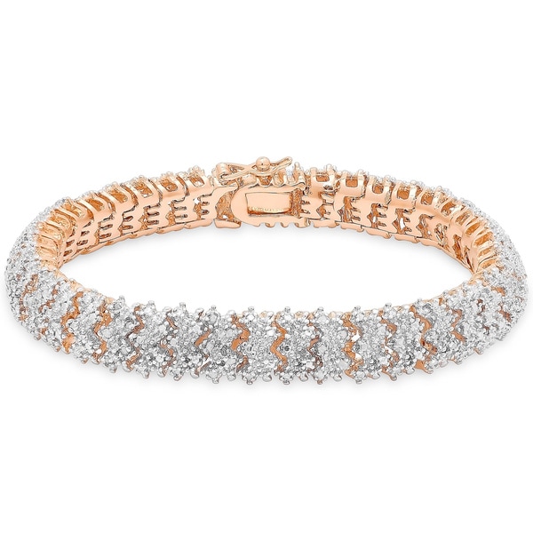Shop Finesque Silver or Gold Overlay 1ct TDW Diamond Bracelet - On Sale ...