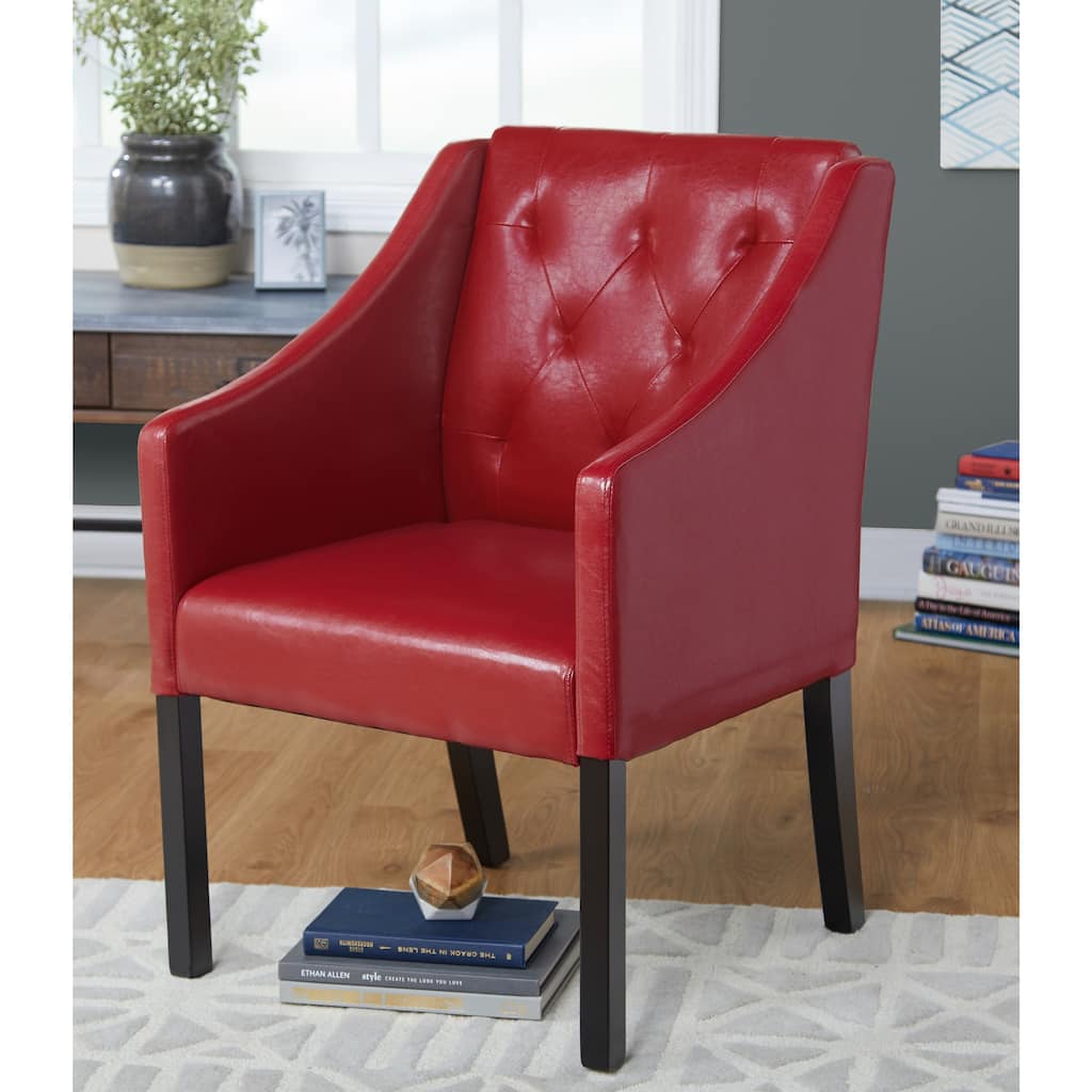 Simple Living Tufted Red Wine Faux Leather Guest Chair