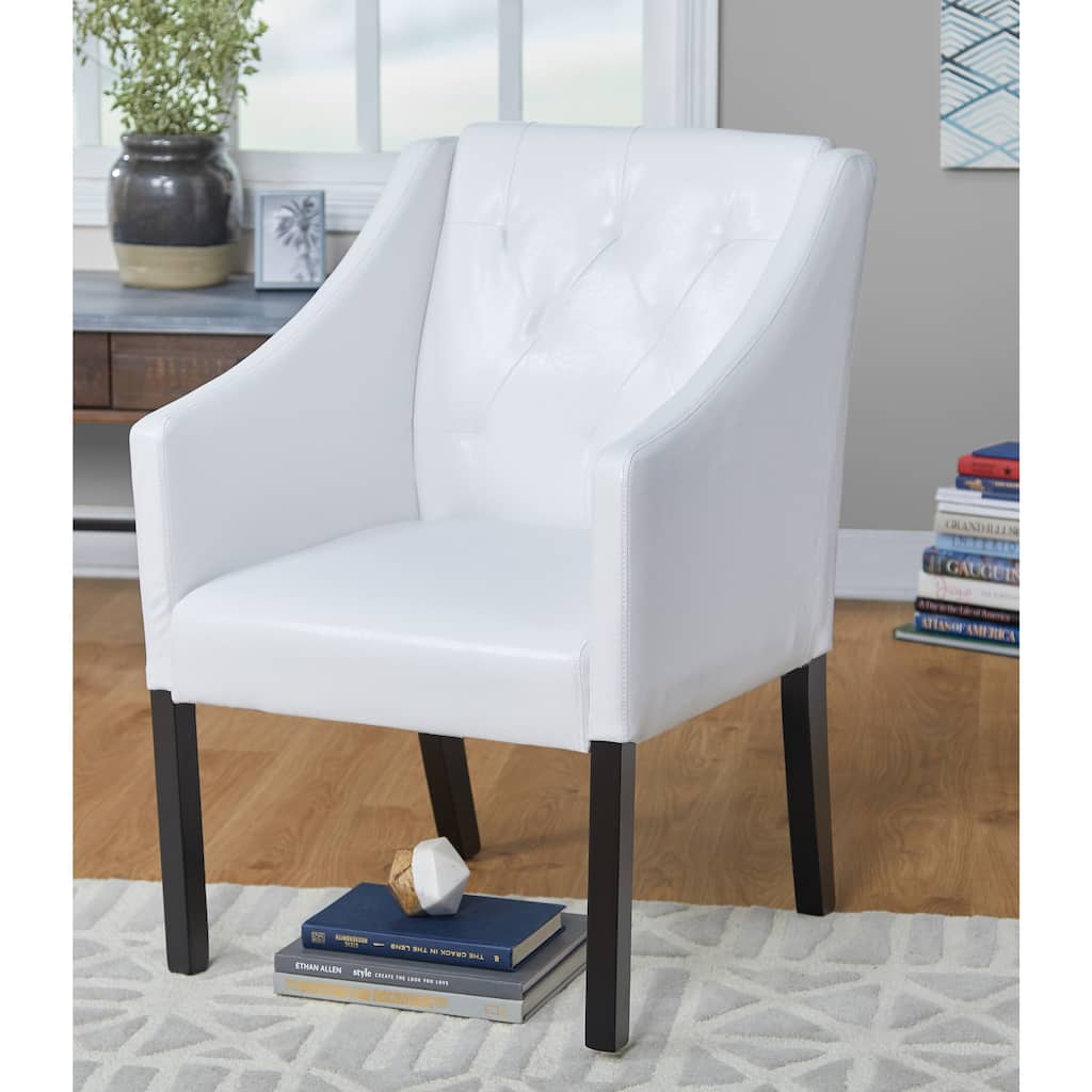 Simple Living Tufted White Faux Leather Guest Chair