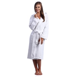 Shop White Hooded Kimono Style Turkish Cotton Terry Bath Robe - On Sale ...