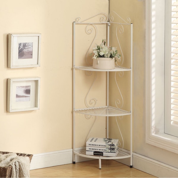 White Metal 48-inchHigh Corner Display Etagere