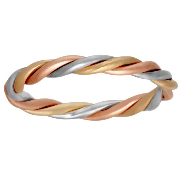 14k Tri-Color Gold Twisted Braid Design Comfort Fit Women ... (600 x 600 Pixel)