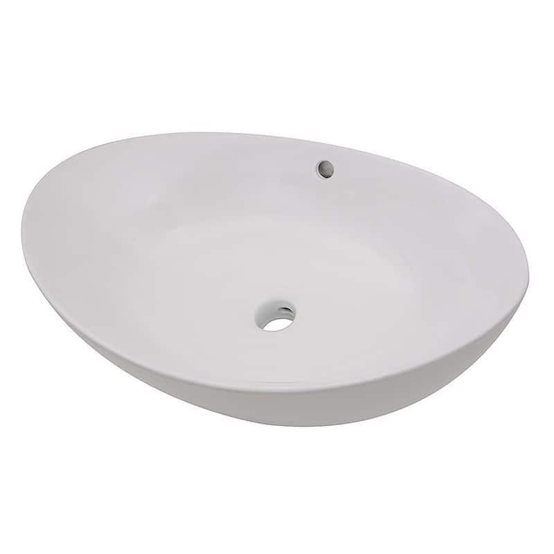 Highpoint Collection 23-inch White Ceramic Oblong Bathroom Vessel Sink