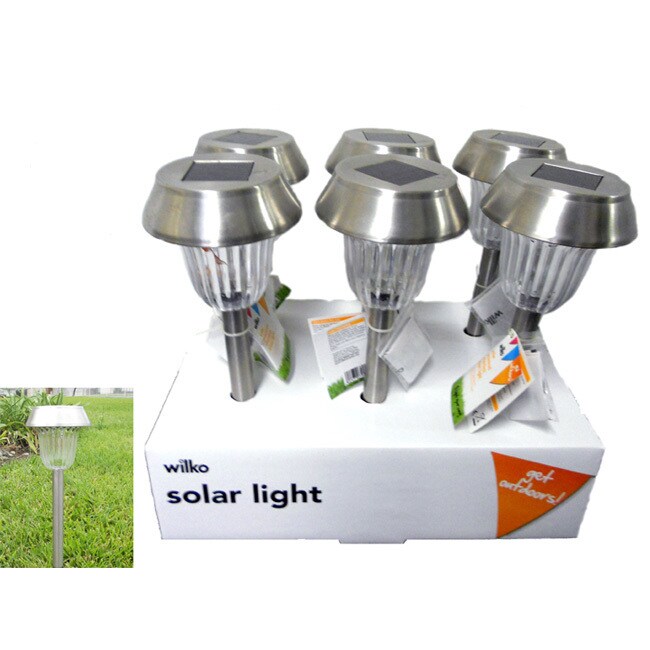 Shop Stainless Steel Solar Stick Garden Path Lights Set Of 6