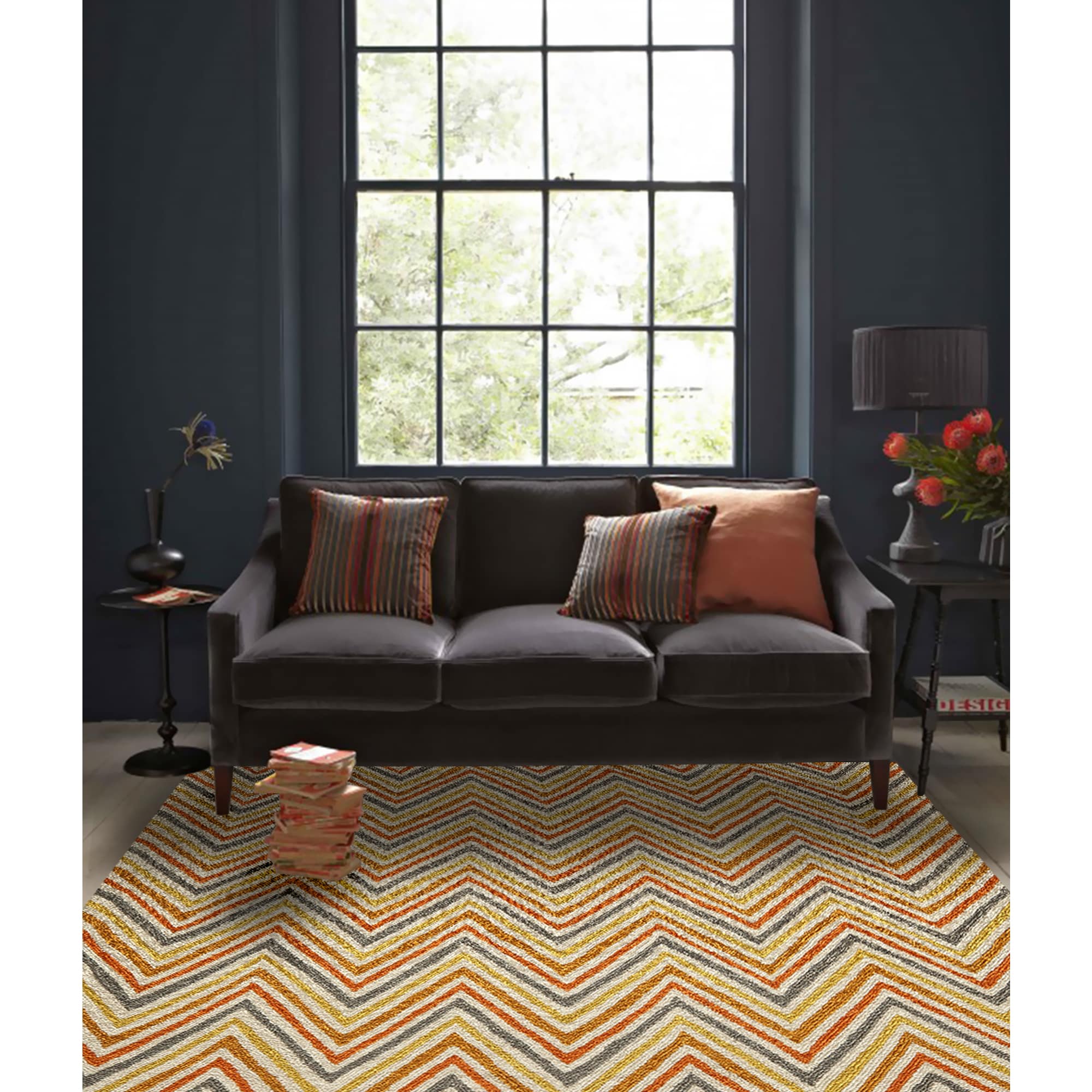 Momeni Cozumel Hand hooked Chevron Polyester Rug Gray Size 76 x 96