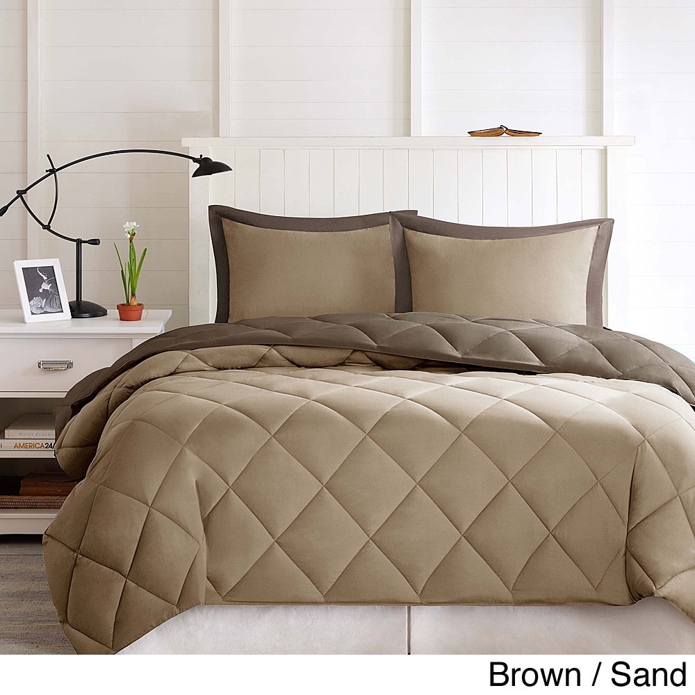 Jla Home Comfort Classics Windsor Stain Resistant Down Alt Reversible 3 piece Comforter Set Brown Size Twin