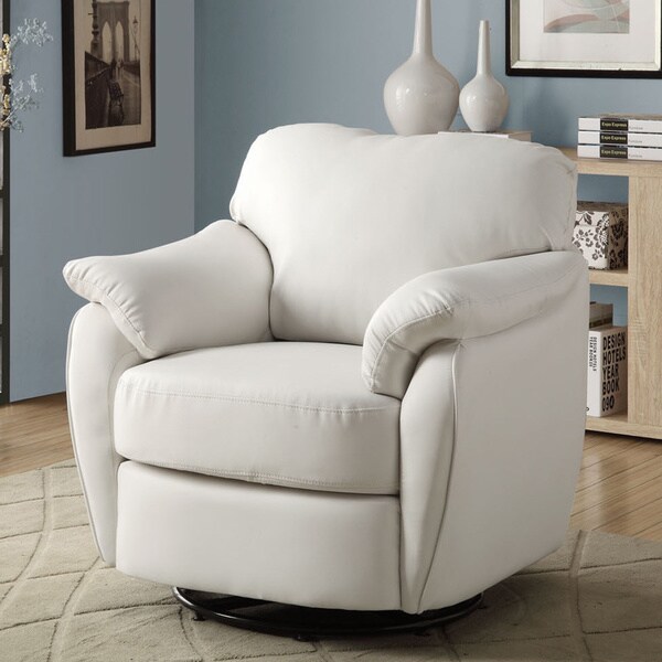 White Swivel Accent Chair - Overstock - 8334897