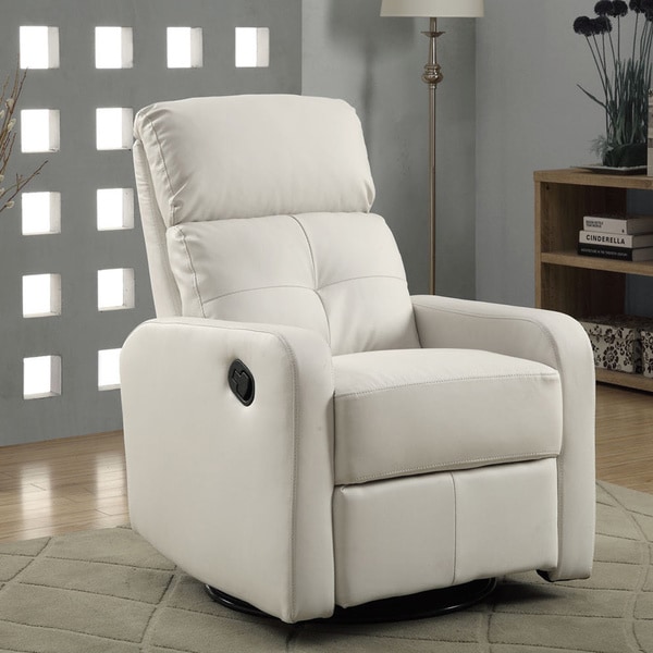 White Bonded Leather Glider Recliner - Overstock - 8334899