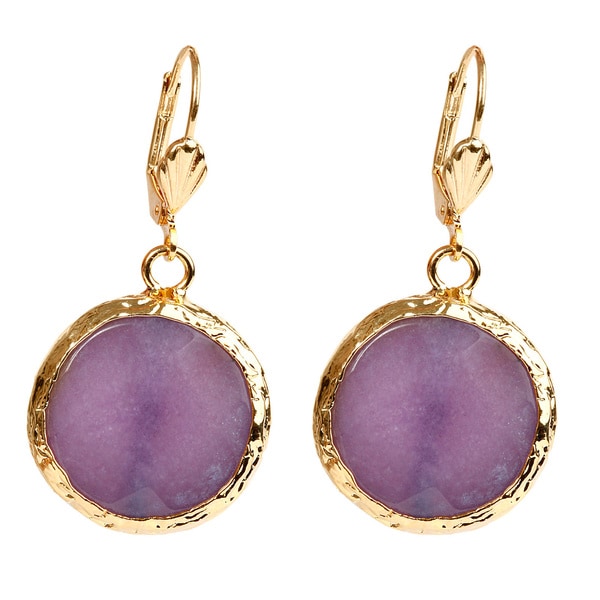 ELYA Goldplated Brass Amethyst Earrings