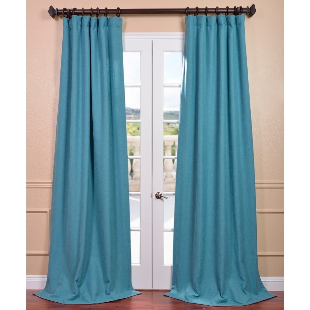 Teal Ivy Linen Weave Curtain Panel