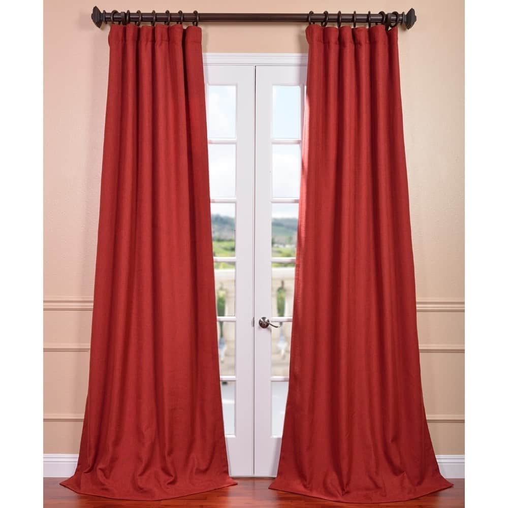 Exclusive Fabrics Red Linen Curtain (1 Panel)