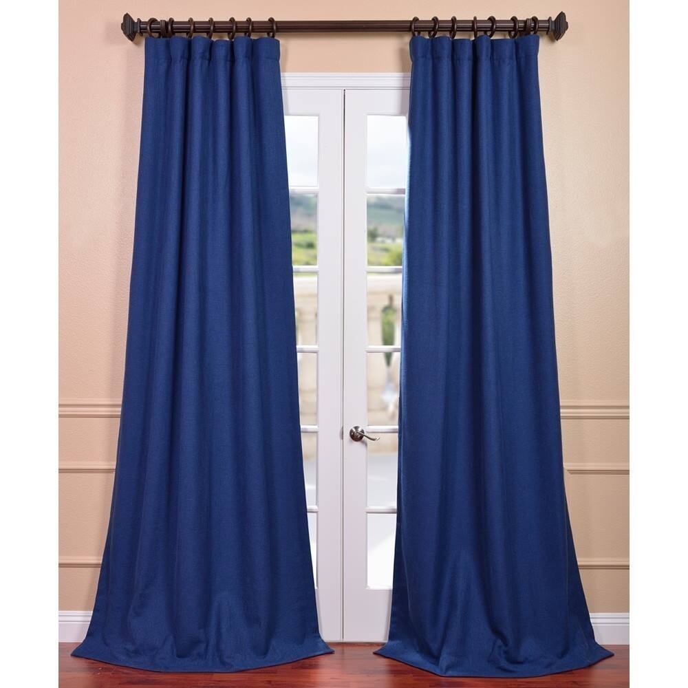 Exclusive Fabrics Royal Blue Linen Curtain (1 Panel)