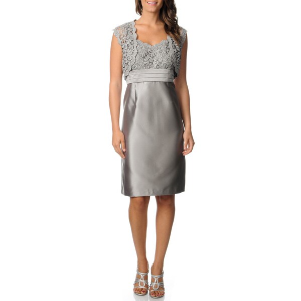 Shop R & M Richards Women's Grey Lace Bodice Dress and Shrug Set ...