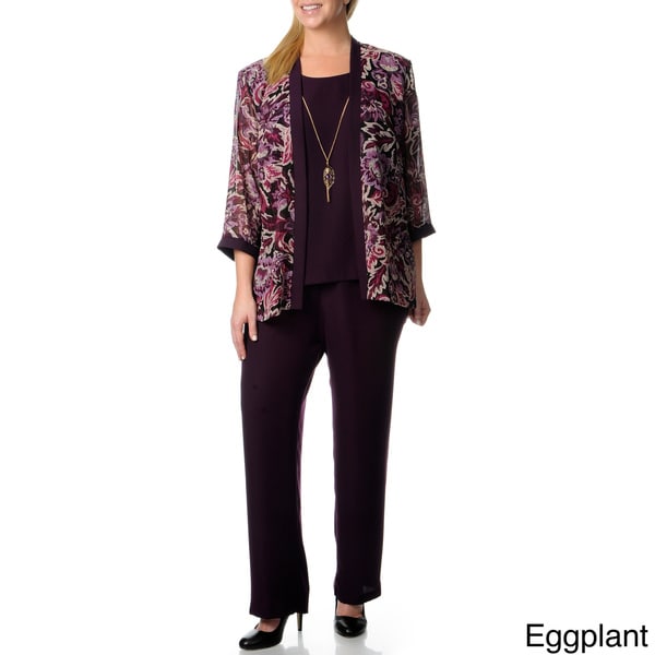 R & M Richards Women's Plus Mock 3-piece Pant Set - Free Shipping Today ...