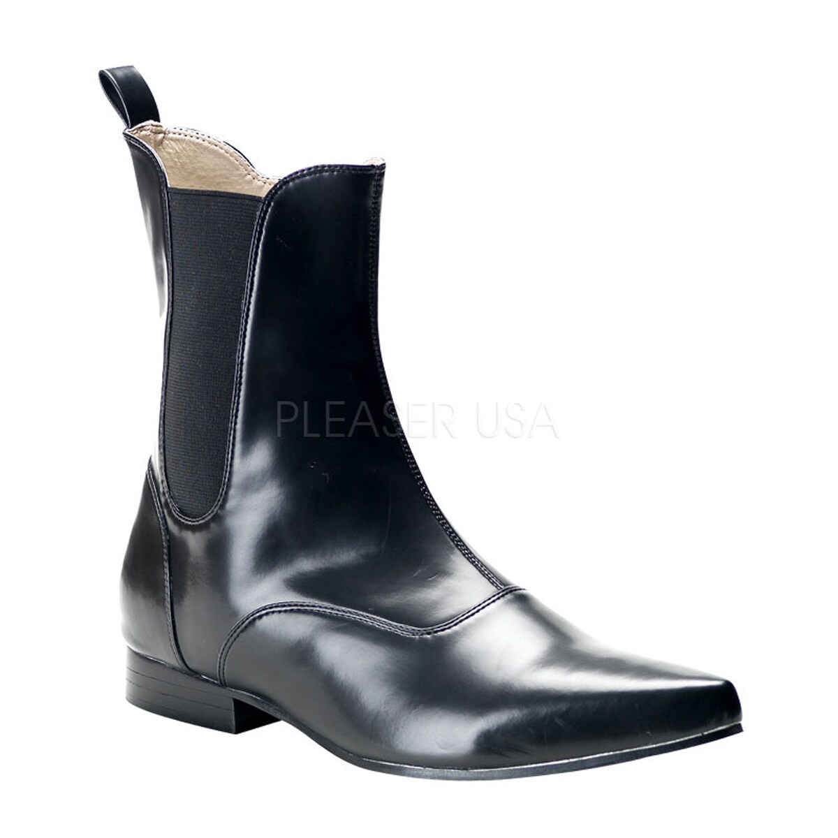 mens black leather pointed winklepicker shoes